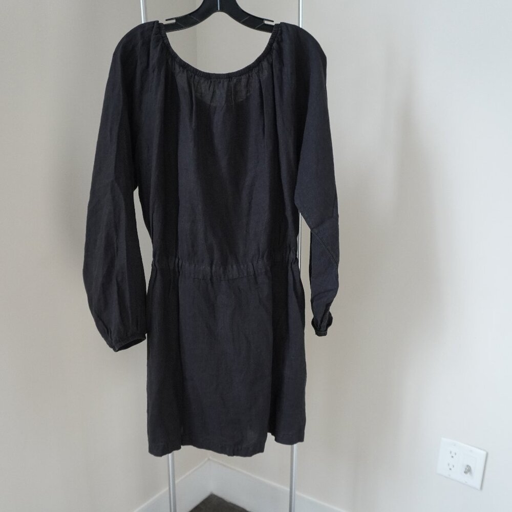 James Perse Linen Dress Black Off Shoulder Size 4 XL New Tag $250 - Picture 3 of 10